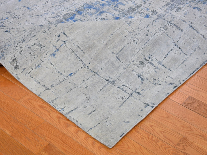 12'0" x 15'1" New Hand Knotted Ivory Wool & Silk Rectangle Oriental Rug - MOA10266489