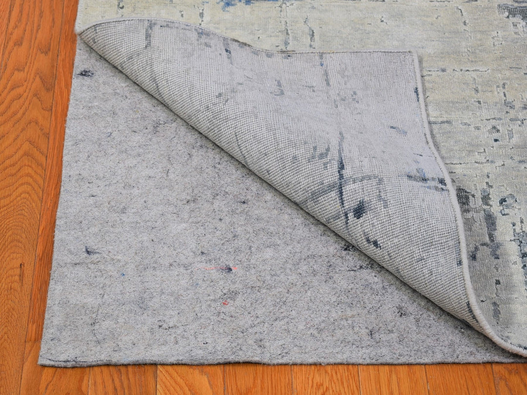 12'0" x 15'1" New Hand Knotted Ivory Wool & Silk Rectangle Oriental Rug - MOA10266489