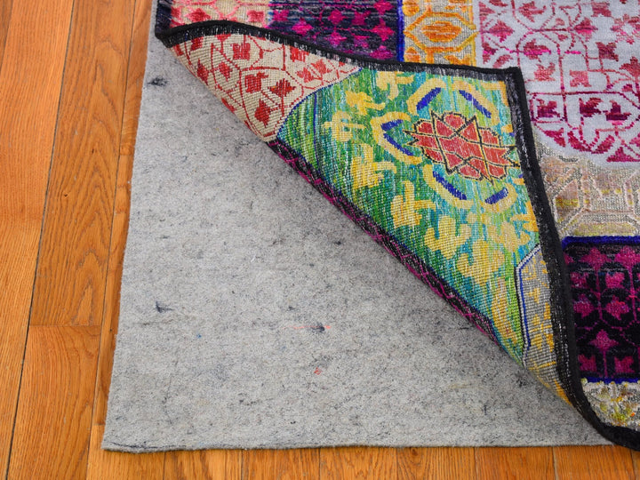4'1" x 10'4" New Hand Knotted Yellow Wool & Silk Runner Oriental Rug - MOA10266494