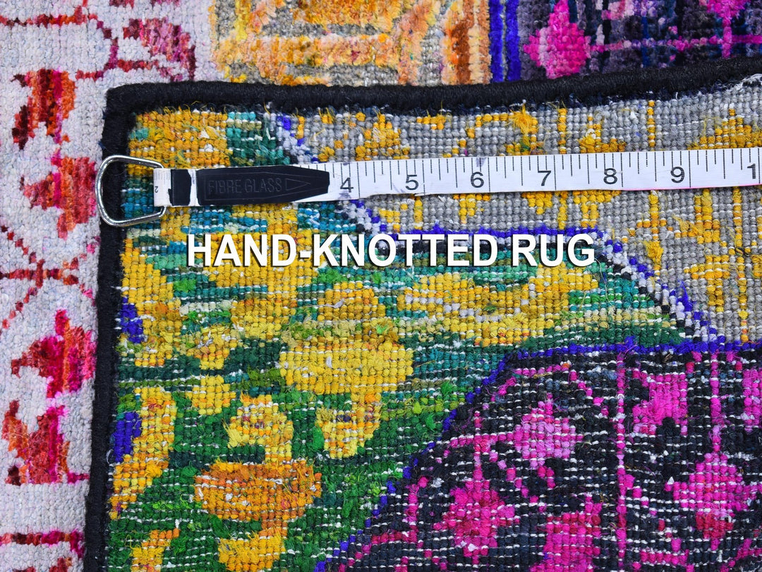 2'6" x 10'4" New Hand Knotted Yellow Wool & Silk Runner Oriental Rug - MOA10266496