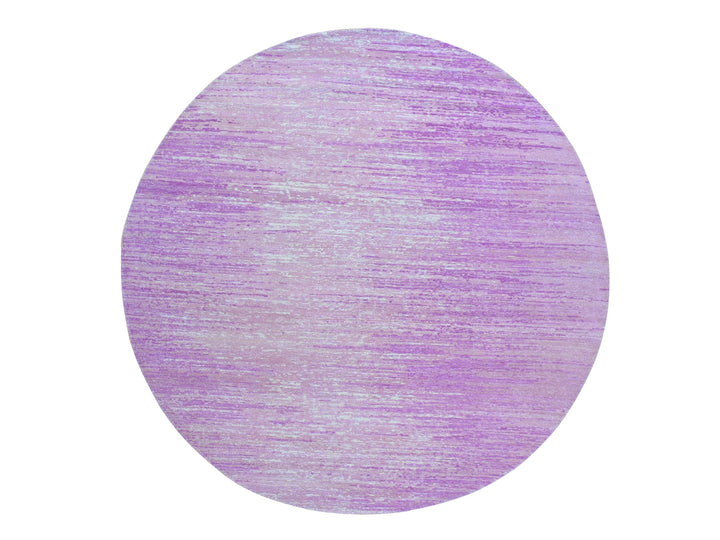 6'0" x 6'0" New Hand Knotted Pink Wool Round Oriental Rug - MOA10266499