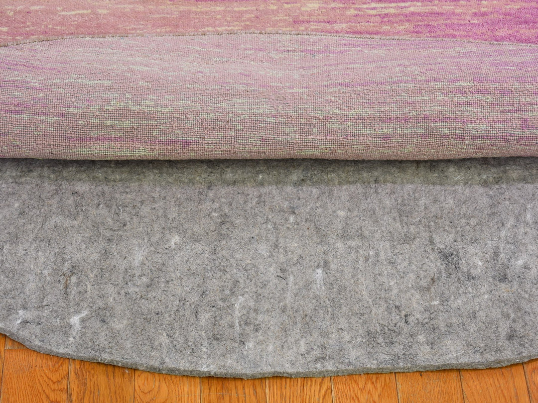 6'0" x 6'0" New Hand Knotted Pink Wool Round Oriental Rug - MOA10266499