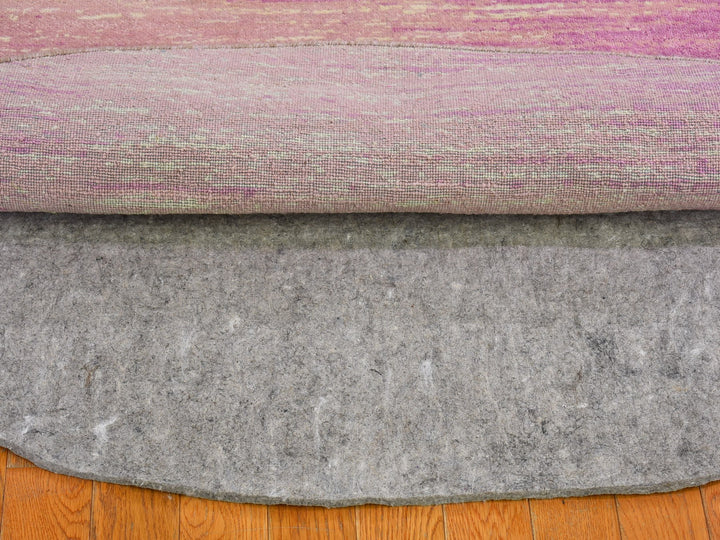 6'0" x 6'0" New Hand Knotted Pink Wool Round Oriental Rug - MOA10266499