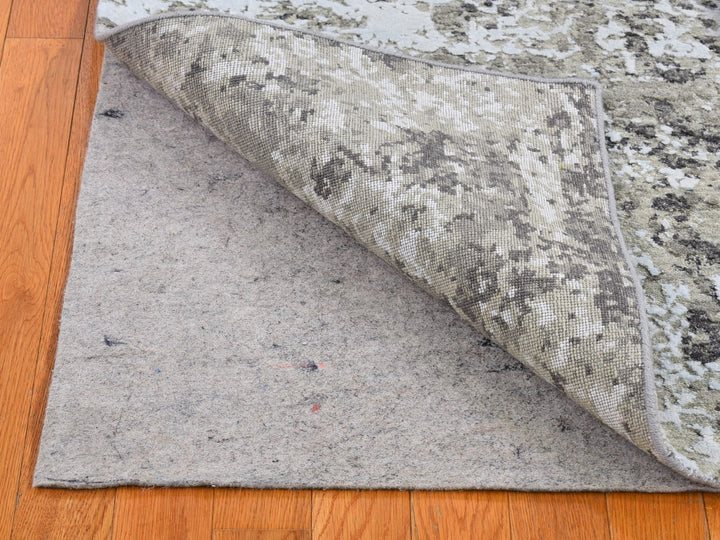 4'1" x 6'0" New Hand Knotted Grey Wool & Silk Rectangle Oriental Rug - MOA10266501