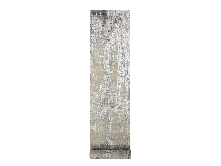 2'6" x 12'0" New Hand Knotted Grey Wool Runner Oriental Rug - MOA10266503