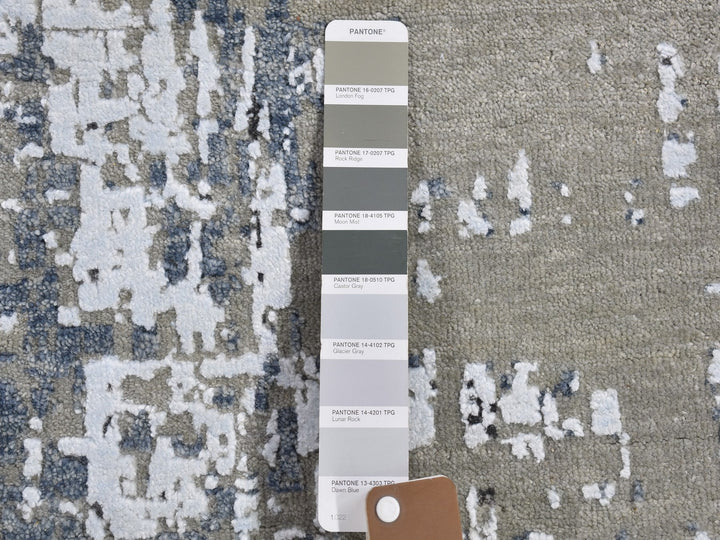 2'6" x 12'0" New Hand Knotted Grey Wool Runner Oriental Rug - MOA10266503