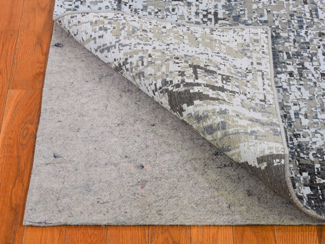 2'6" x 12'0" New Hand Knotted Grey Wool Runner Oriental Rug - MOA10266503