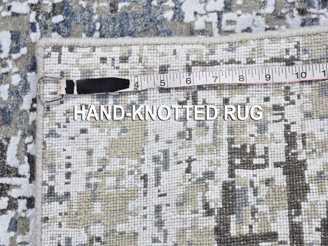 2'6" x 12'0" New Hand Knotted Grey Wool Runner Oriental Rug - MOA10266503