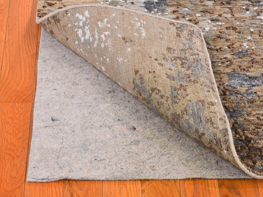 2'6" x 10'0" New Hand Knotted Brown Wool & Silk Runner Oriental Rug - MOA10266504