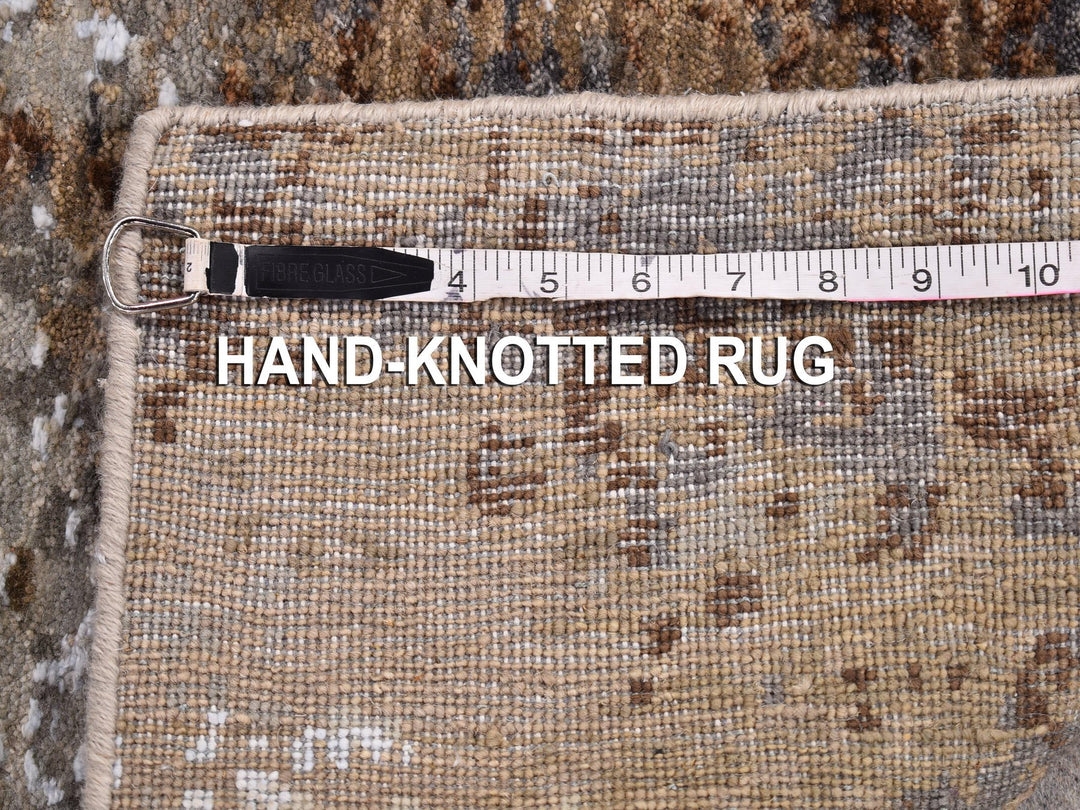 2'6" x 10'0" New Hand Knotted Brown Wool & Silk Runner Oriental Rug - MOA10266504