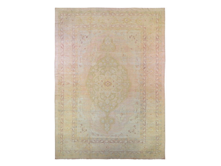 12'1" x 16'9" Vintage Hand Knotted Beige Wool Rectangle Oriental Rug - MOA10266505