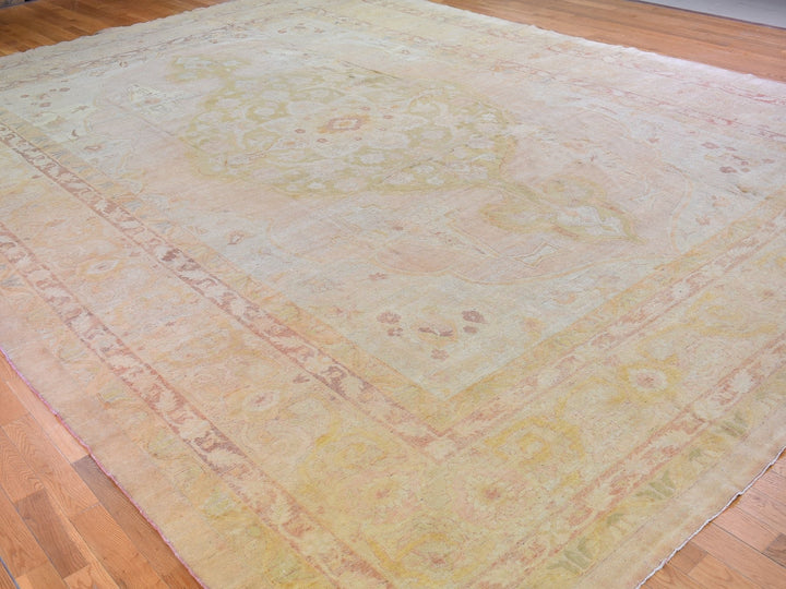 12'1" x 16'9" Vintage Hand Knotted Beige Wool Rectangle Oriental Rug - MOA10266505