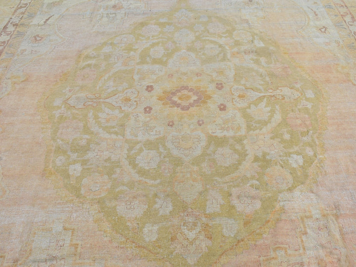12'1" x 16'9" Vintage Hand Knotted Beige Wool Rectangle Oriental Rug - MOA10266505
