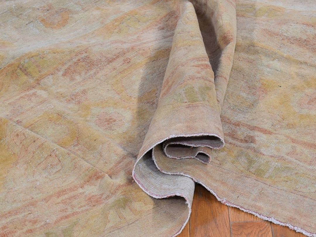 12'1" x 16'9" Vintage Hand Knotted Beige Wool Rectangle Oriental Rug - MOA10266505