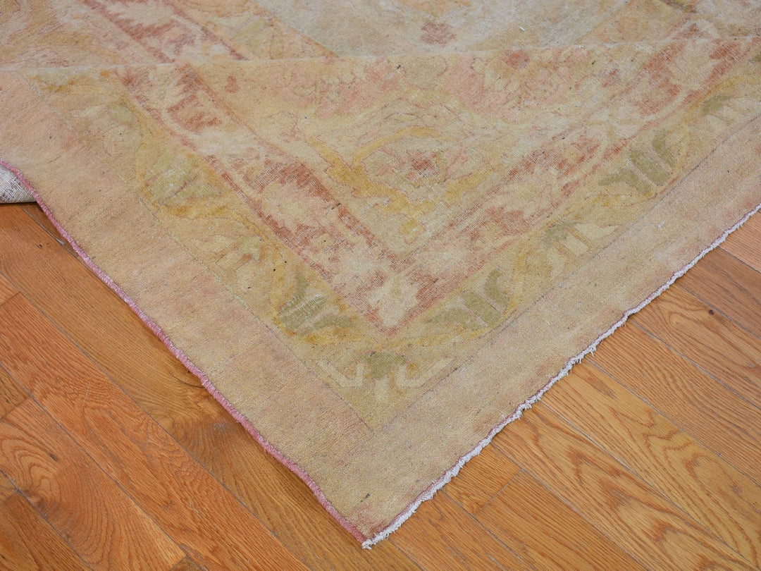 12'1" x 16'9" Vintage Hand Knotted Beige Wool Rectangle Oriental Rug - MOA10266505