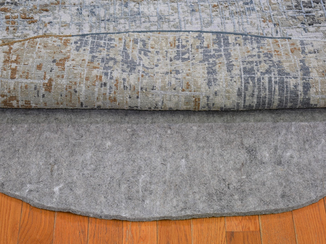 6'0" x 6'0" New Hand Knotted Grey Wool Rectangle Oriental Rug - MOA10266513
