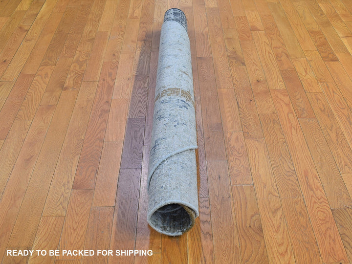 6'0" x 6'0" New Hand Knotted Grey Wool Rectangle Oriental Rug - MOA10266513