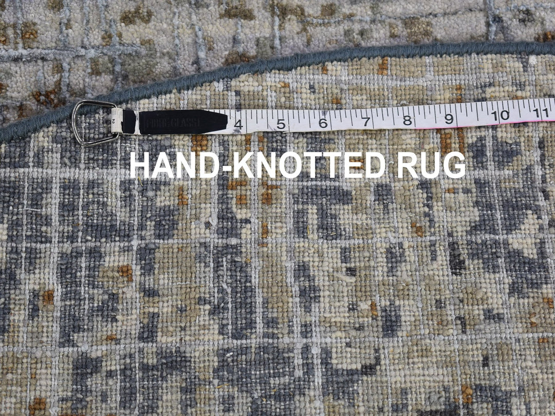 6'0" x 6'0" New Hand Knotted Grey Wool Rectangle Oriental Rug - MOA10266513