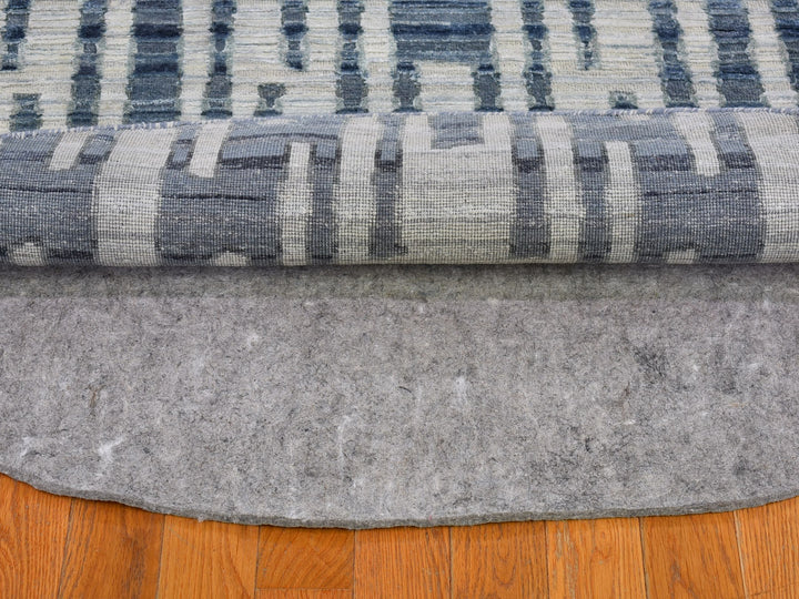 6'1" x 6'1" New Hand Knotted Blue Wool & Silk Rectangle Oriental Rug - MOA10266514