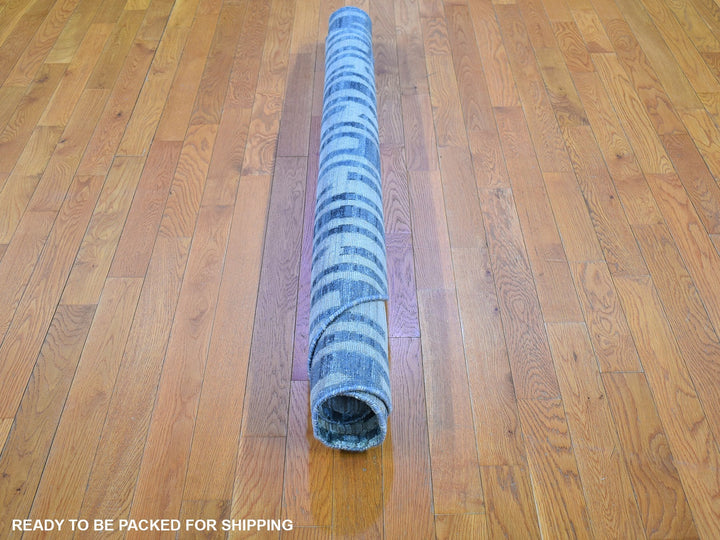 6'1" x 6'1" New Hand Knotted Blue Wool & Silk Rectangle Oriental Rug - MOA10266514