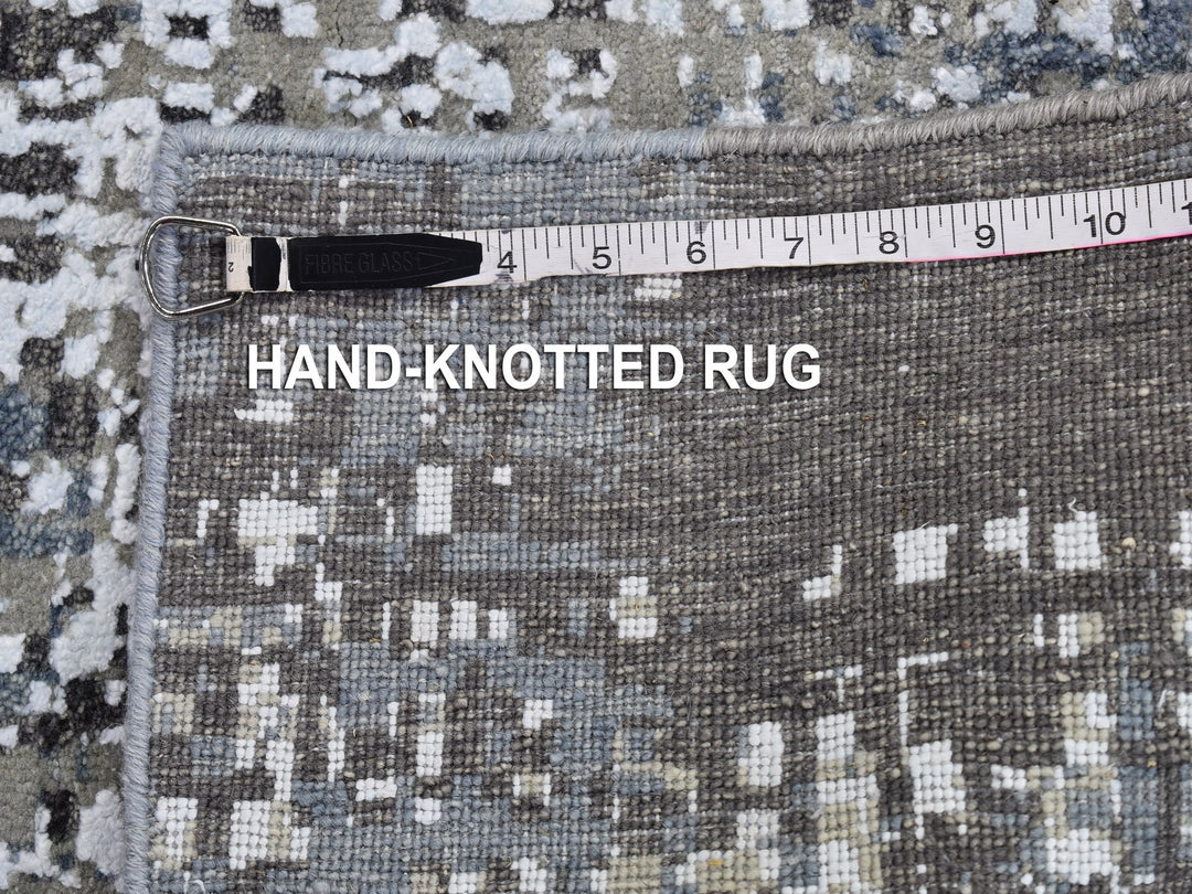 2'6" x 12'0" New Hand Knotted Grey Wool Runner Oriental Rug - MOA10266527