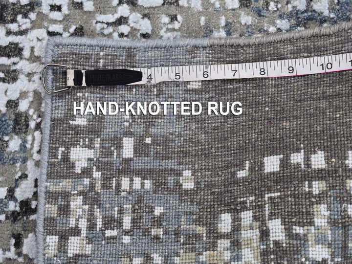 2'6" x 12'0" New Hand Knotted Grey Wool Runner Oriental Rug - MOA10266527