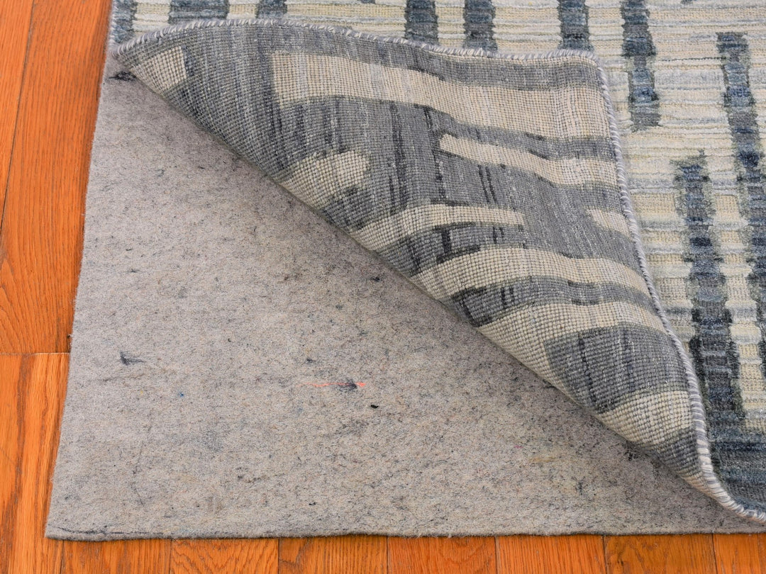 2'6" x 10'4" New Hand Knotted Blue Wool & Silk Rectangle Oriental Rug - MOA10266532