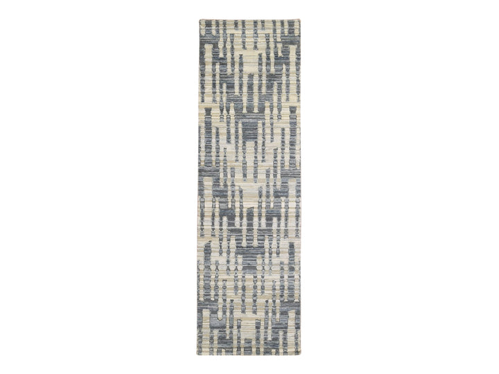 2'7" x 8'2" New Hand Knotted Blue Wool & Silk Rectangle Oriental Rug - MOA10266535