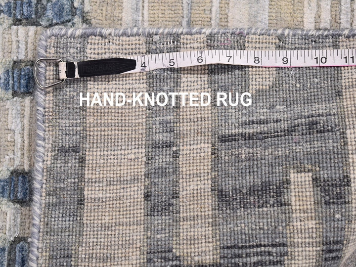 2'7" x 8'2" New Hand Knotted Blue Wool & Silk Rectangle Oriental Rug - MOA10266535