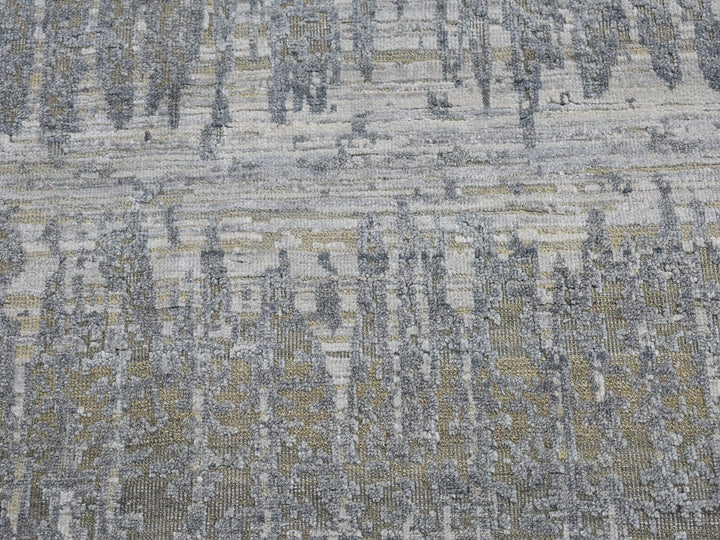 8'0" x 10'3" New Hand Knotted Grey Wool & Silk Rectangle Oriental Rug - MOA10266543