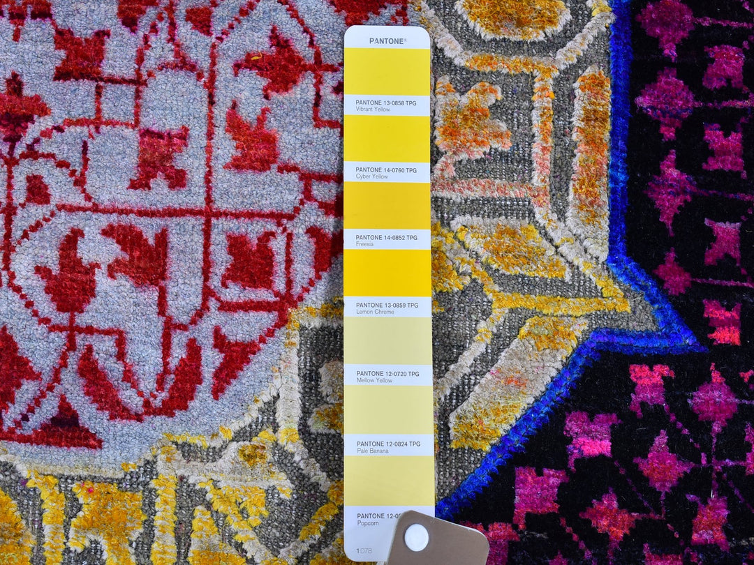 4'1" x 12'3" New Hand Knotted Yellow Wool & Silk Rectangle Oriental Rug - MOA10266544