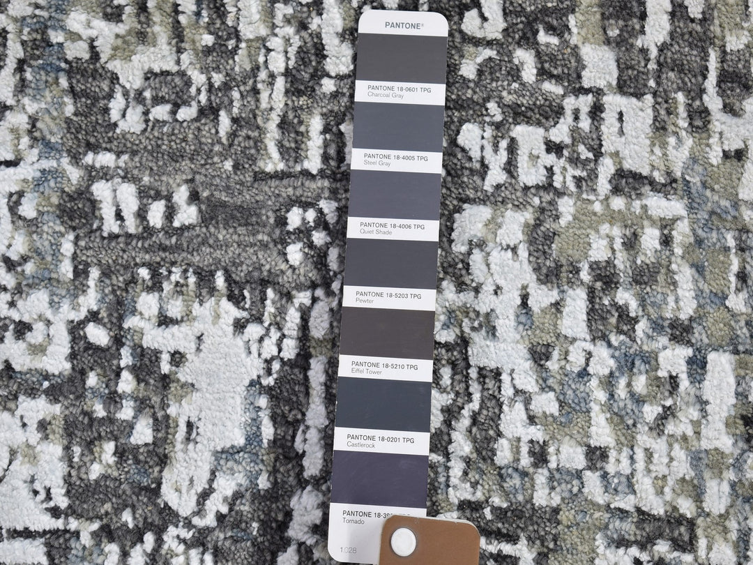 3'1" x 5'0" New Hand Knotted Grey Wool Rectangle Oriental Rug - MOA10266545