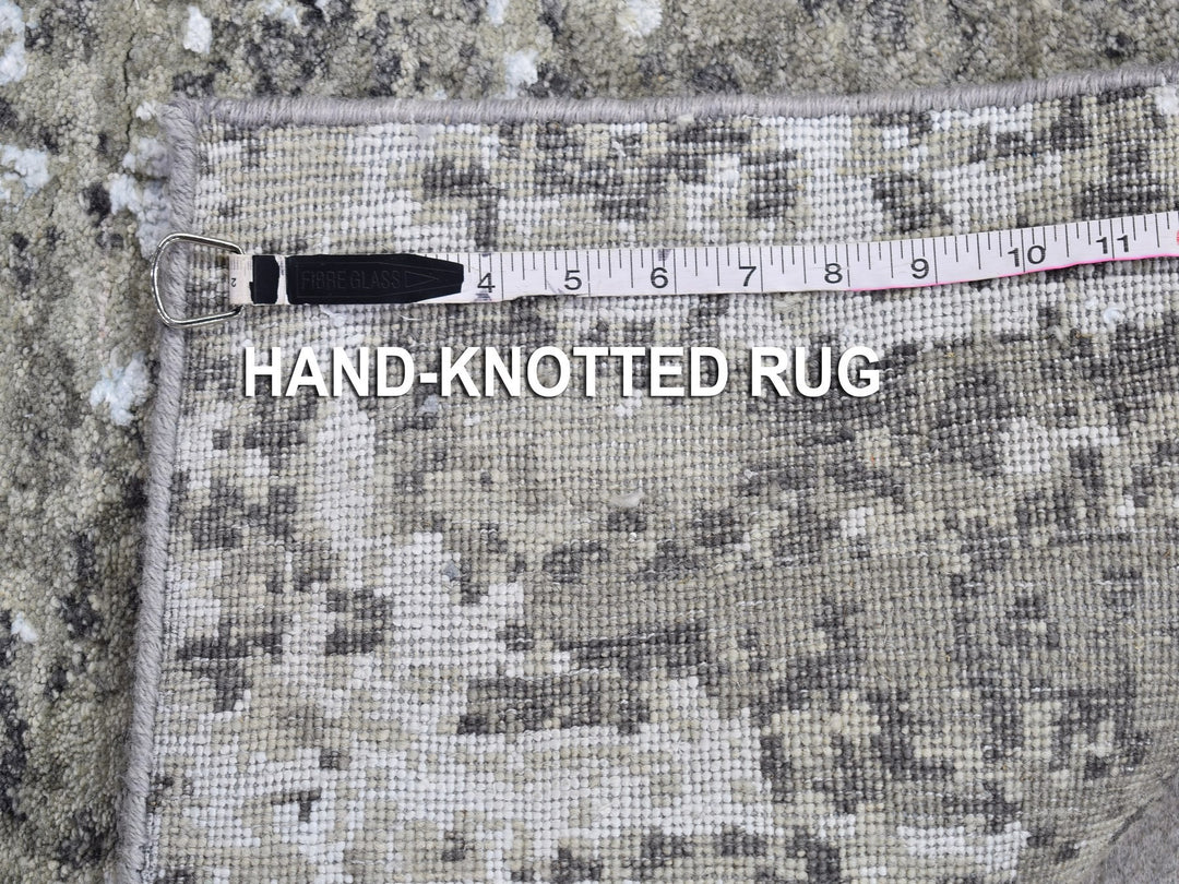 2'6" x 12'0" New Hand Knotted Grey Wool Runner Oriental Rug - MOA10266548