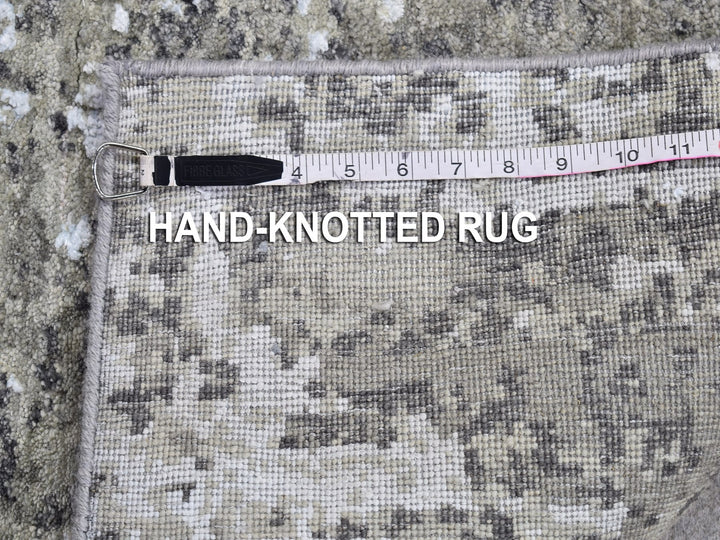 2'6" x 12'0" New Hand Knotted Grey Wool Runner Oriental Rug - MOA10266548