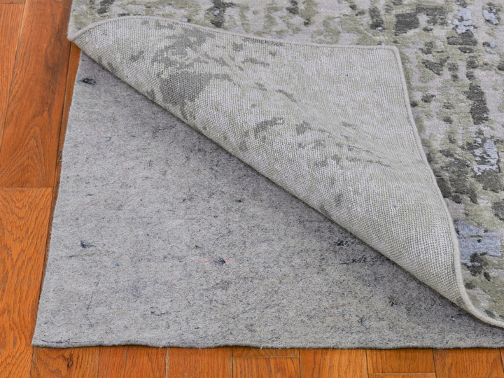 2'5" x 10'3" New Hand Knotted Grey Wool Runner Oriental Rug - MOA10266553