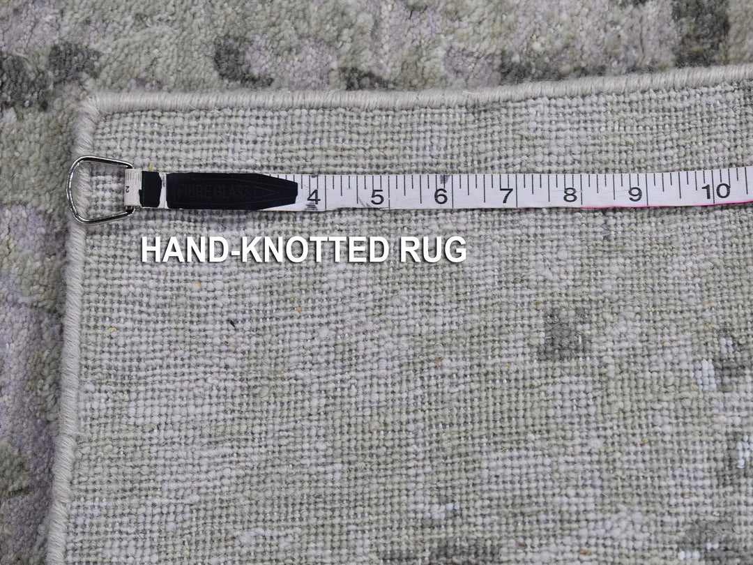 2'5" x 10'3" New Hand Knotted Grey Wool Runner Oriental Rug - MOA10266553