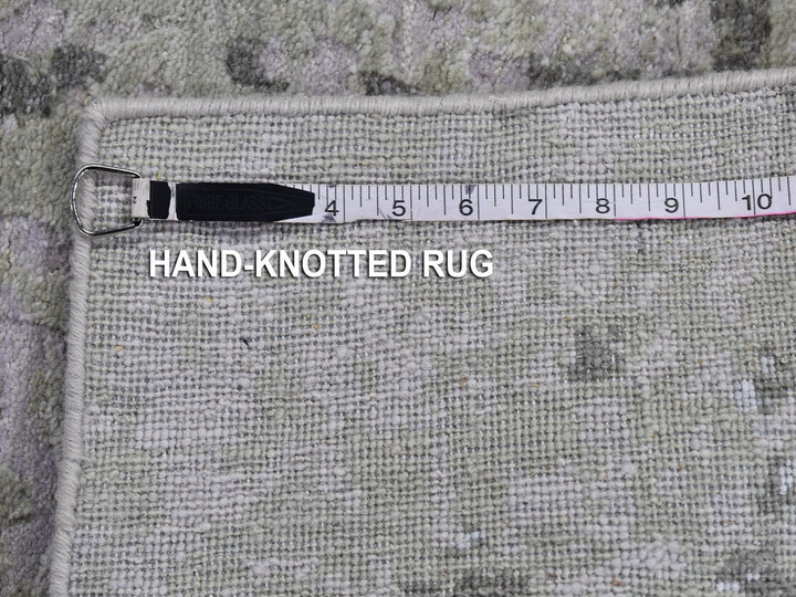 2'5" x 10'3" New Hand Knotted Grey Wool Runner Oriental Rug - MOA10266553