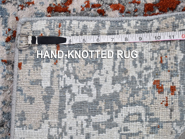 2'6" x 10'2" New Hand Knotted Blue Wool & Silk Runner Oriental Rug - MOA10266570