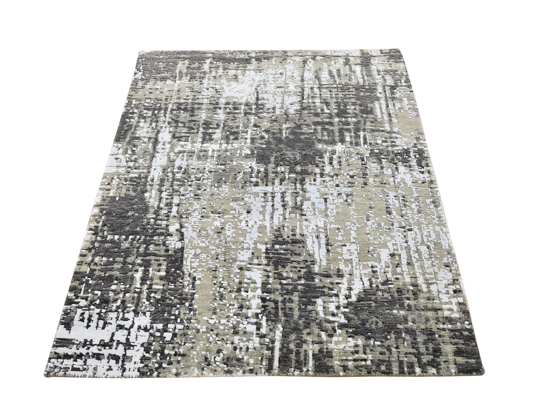 3'0" x 5'2" New Hand Knotted Grey Wool Rectangle Oriental Rug - MOA10266572