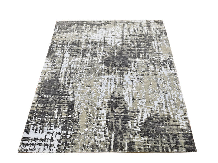 3'0" x 5'2" New Hand Knotted Grey Wool Rectangle Oriental Rug - MOA10266572