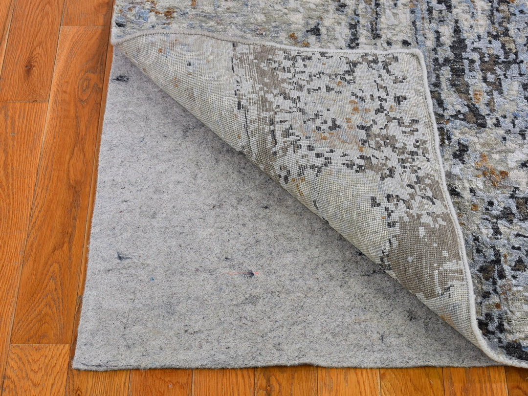 2'5" x 10'2" New Hand Knotted Grey Wool Rectangle Oriental Rug - MOA10266580