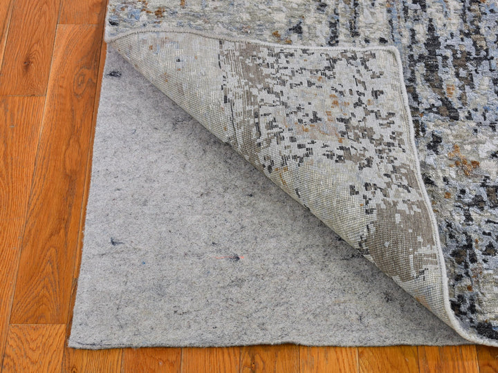 2'5" x 10'2" New Hand Knotted Grey Wool Rectangle Oriental Rug - MOA10266580