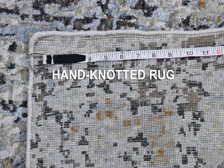 2'5" x 10'2" New Hand Knotted Grey Wool Rectangle Oriental Rug - MOA10266580