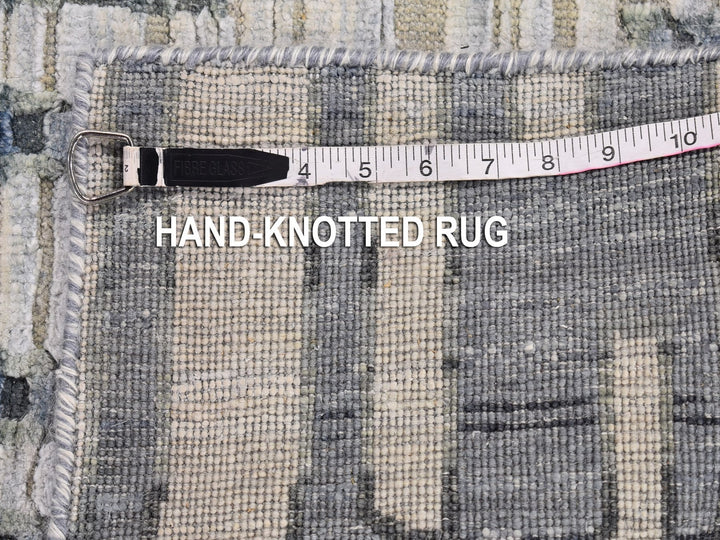 2'6" x 10'3" New Hand Knotted Blue Wool & Silk Rectangle Oriental Rug - MOA10266584