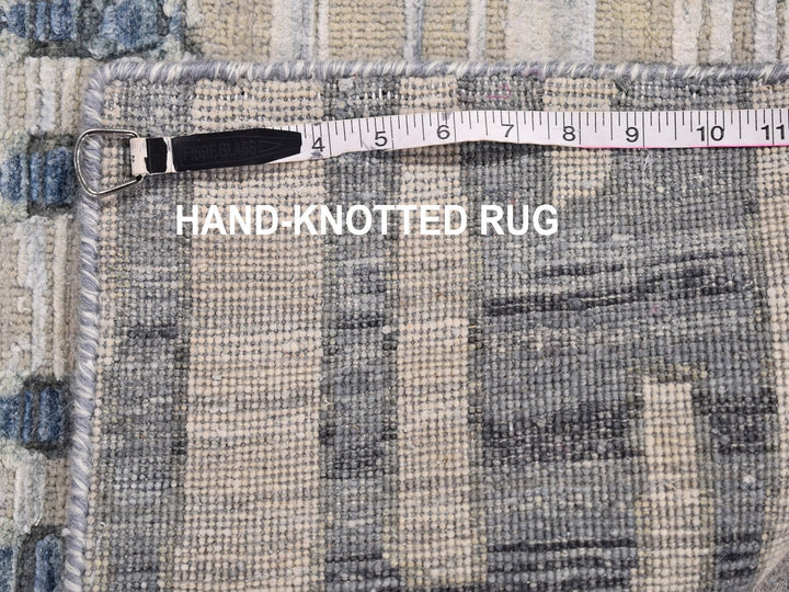 2'6" x 8'3" New Hand Knotted Blue Wool & Silk Rectangle Oriental Rug - MOA10266585