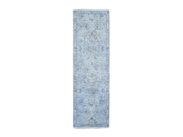 2'6" x 8'0" New Hand Knotted Ivory Wool & Silk Runner Oriental Rug - MOA10266587