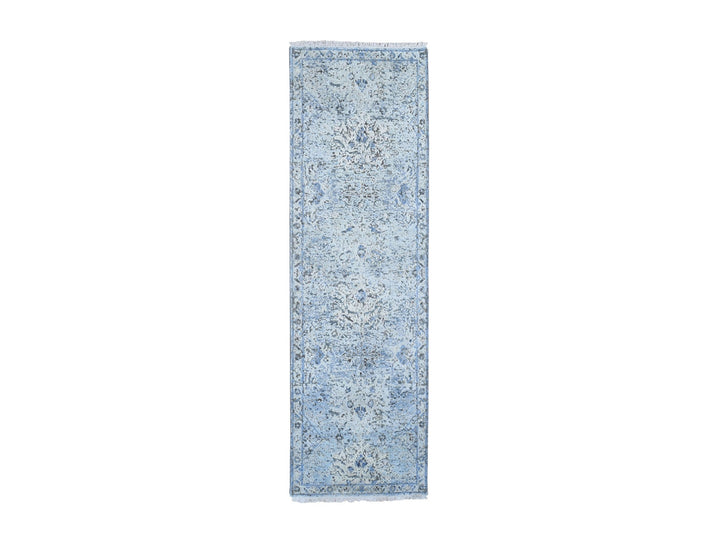 2'6" x 8'0" New Hand Knotted Ivory Wool & Silk Runner Oriental Rug - MOA10266588