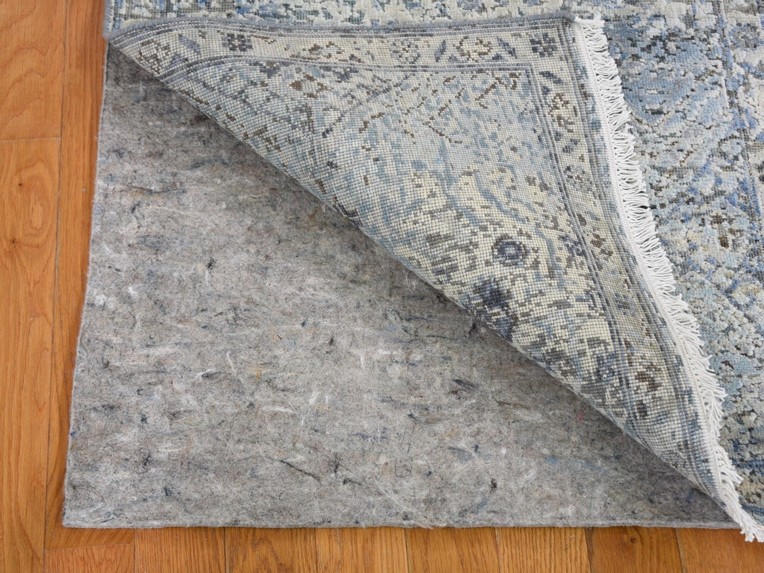 2'6" x 8'0" New Hand Knotted Blue Wool & Silk Runner Oriental Rug - MOA10266588