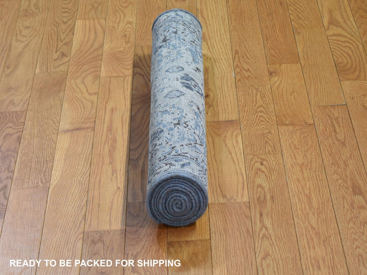 2'6" x 8'0" New Hand Knotted Blue Wool & Silk Runner Oriental Rug - MOA10266588