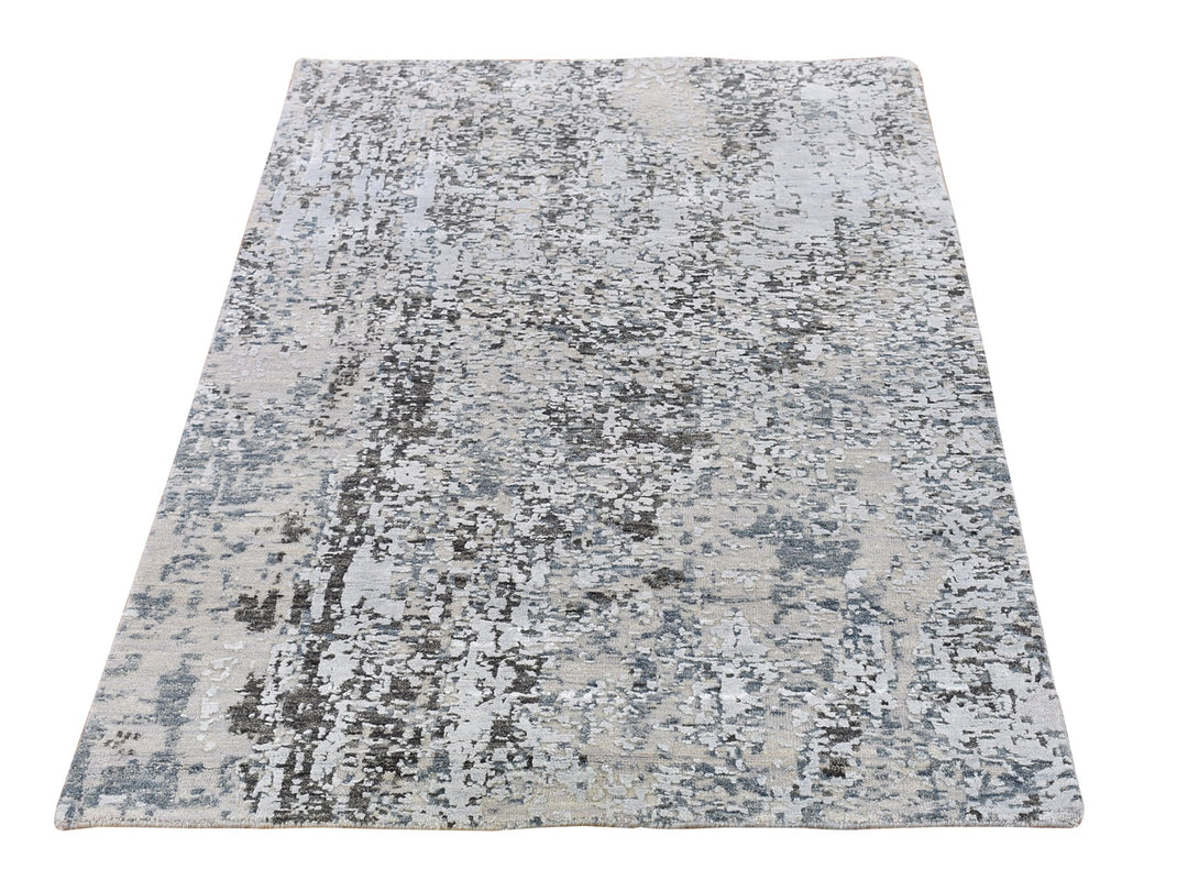3'0" x 5'0" New Hand Knotted Grey Wool Rectangle Oriental Rug - MOA10266591